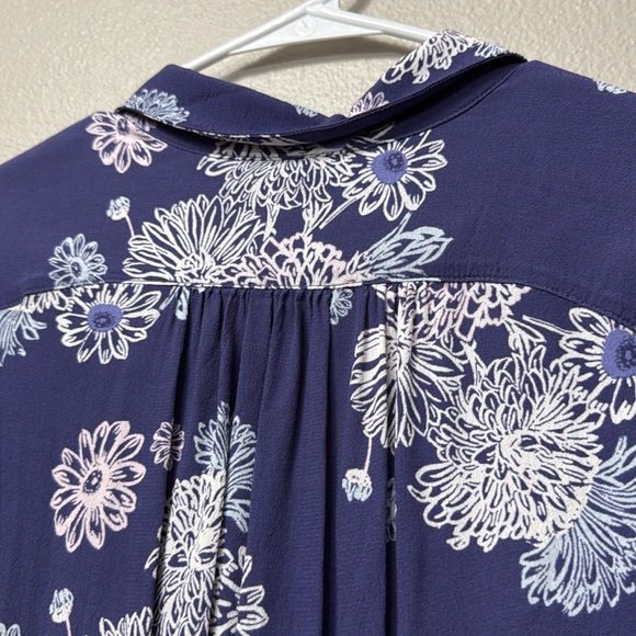 Free People Blue Hawaii Washed Blue Floral Print Short Sleeve Mini Dress - Picture 14 of 16